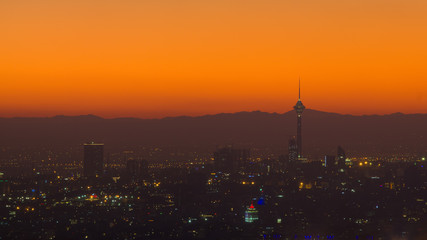 Obraz premium A View of Tehran, the capital of Iran just after sunset.