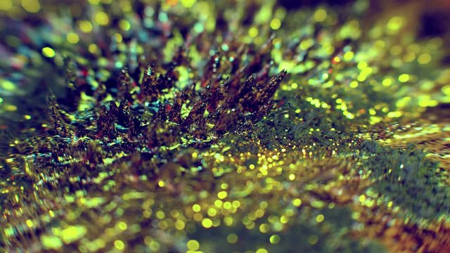 Magnetic Iron Filings moved by magnet force