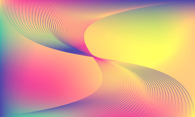 Multicolored abstract illustration pink, yellow, blue background. lines and waves design colorful backdrop. place for text