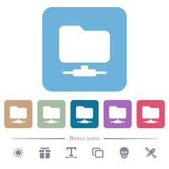 FTP flat icons on color rounded square backgrounds