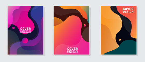 Creative fluid color covers set. Trendy minimal design. Ideal for party, banner, cover, print, promotion, sale, greeting, ad, web, page, header, landing, social media. Vector illustration