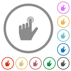 left handed clicking gesture flat icons with outlines