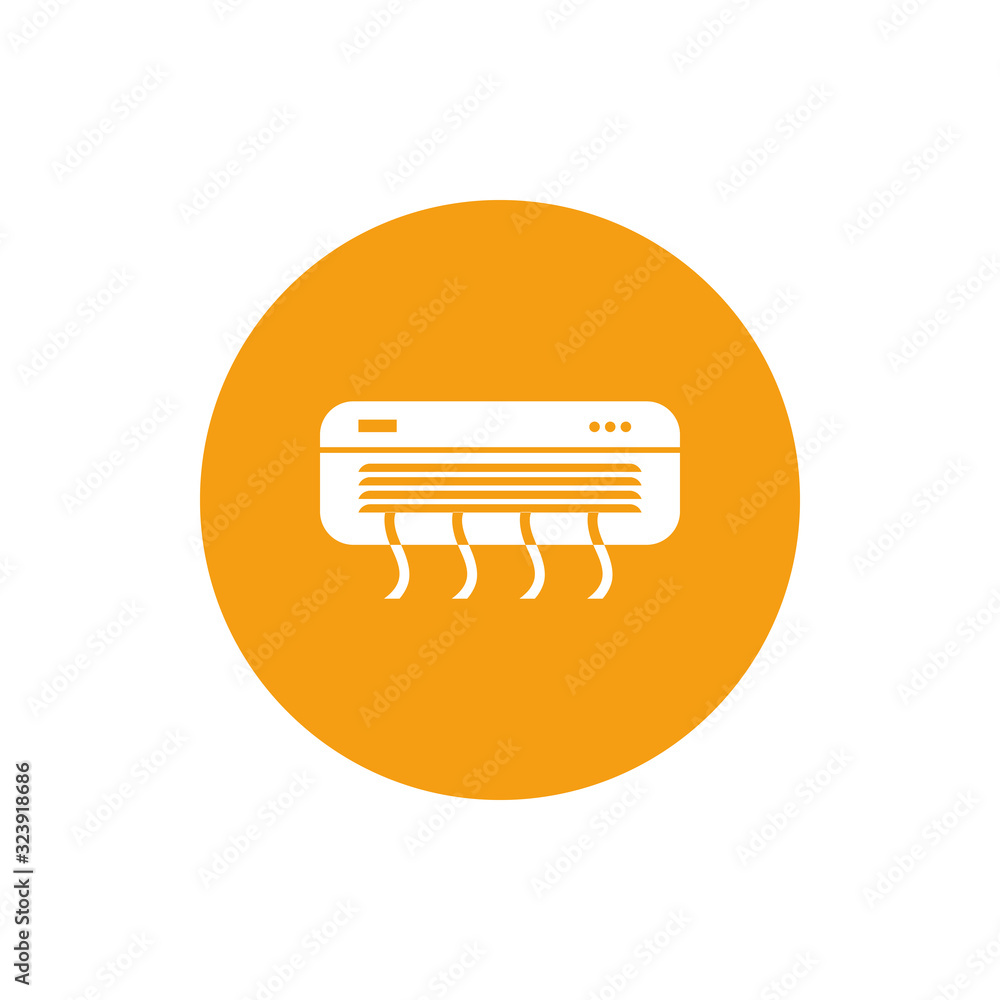Poster isolated air conditioning appliance block style icon vector design