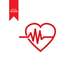 Pulse Heartbeat icon vector. Heartbeat logo illustration. Flat design style on white background.