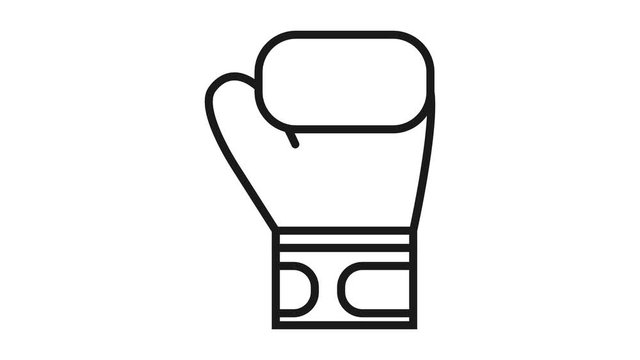 Graphic animation of hand drawn boxing glove. 4k element with alpha channel