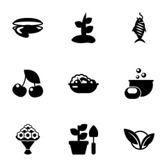 9 natural filled icons set isolated on white background