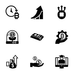 9 investment filled icons set isolated on white background