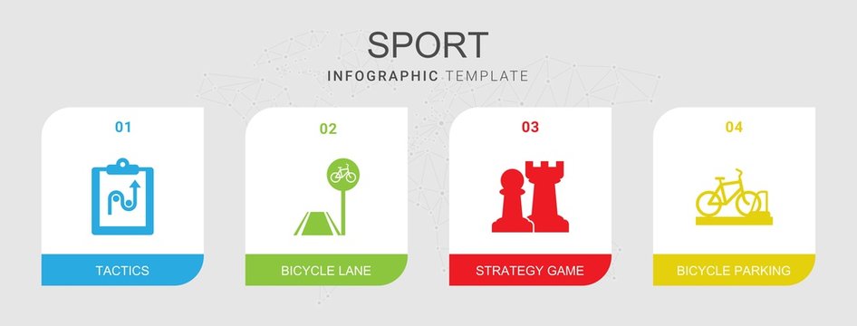 4 sport filled icons set isolated on infographic template