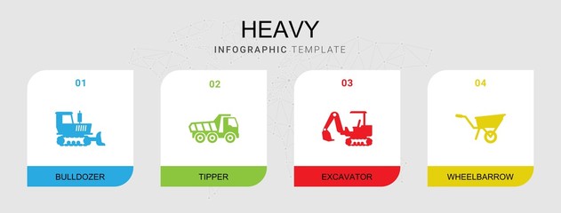 4 heavy filled icons set isolated on infographic template