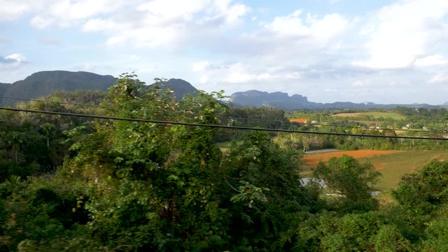 Vi&ntilde;ales Valley view from a moving car