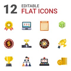 12 win flat icons set isolated on white background