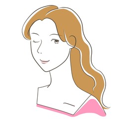 girl with long hair to wink