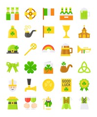 Saint patrick's day related icon set, flat style