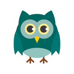 Wise owl flat icon. Vector wise owl in flat style isolated on white background. Element for web, game and advertising