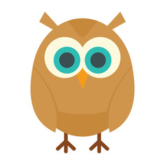 young owl flat icon. Vector young owl in flat style isolated on white background. Element for web, game and advertising
