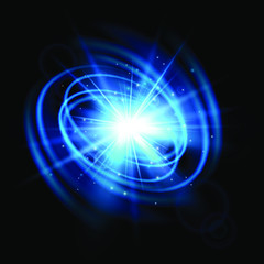 Abstract wave flash. Light effect isolated on black background. Explosion. Magic glow sparkling star