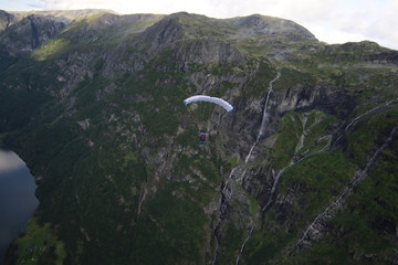 Skydivers over Voss Norway