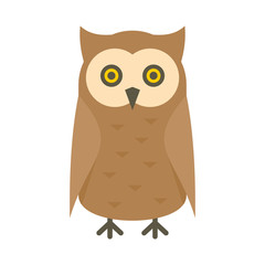Bird owl flat icon. Vector bird owl in flat style isolated on white background. Element for web, game and advertising