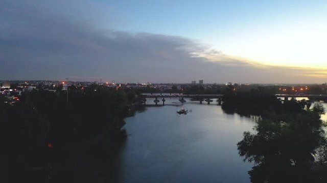 Nigth view of Culiac&aacute;n river, dark bridge, puente negro