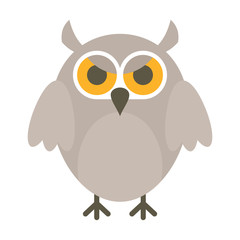 Angry owl flat icon. Vector angry owl in flat style isolated on white background. Element for web, game and advertising