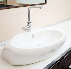 Sink in white bathroom