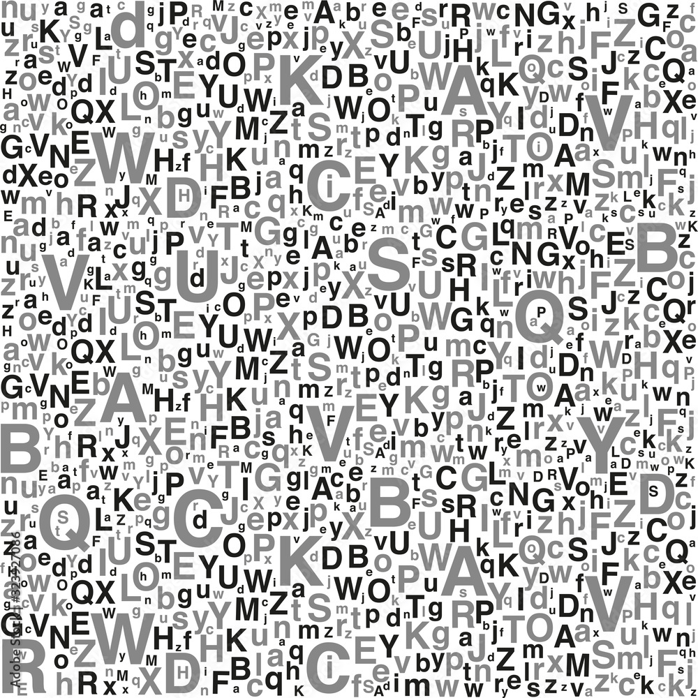 Fototapete a pattern of letters. letters of different sizes