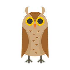 Scholar owl flat icon. Vector scholar owl in flat style isolated on white background. Element for web, game and advertising