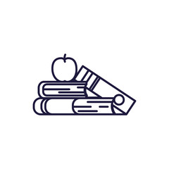 Isolated education books and apple line style icon vector design