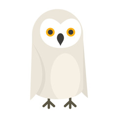 North polar owl flat icon. Vector north polar owl in flat style isolated on white background. Element for web, game and advertising