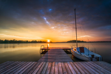 Sunset on the Wulpińskie lake near Olsztyn in Poland
 - obrazy, fototapety, plakaty