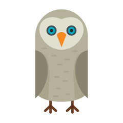 Long eared owl flat icon. Vector Long eared owl in flat style isolated on white background. Element for web, game and advertising