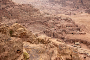 Views of the Roman Theatre - Hiking the Treasury trail in Petra, Jordan