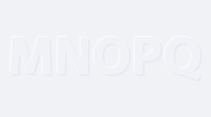 M N O P Q. Vector button letter of alphabet abc. Bright white gradient neumorphic effect character type icon. Internet gray symbol isolated on a background.