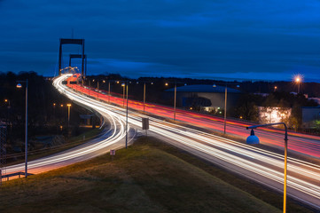 Highway illuminated at night