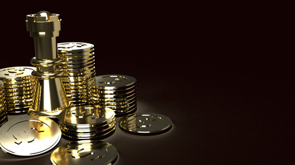 gold chess and coins abstract image 3d rendering for business content
