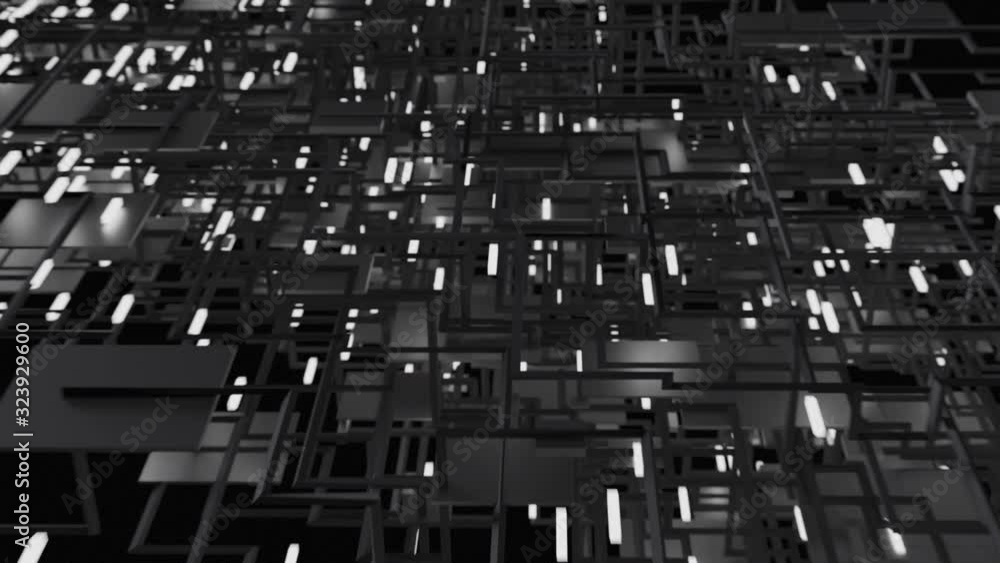Poster quantum computing abstract illustration power blocks moving