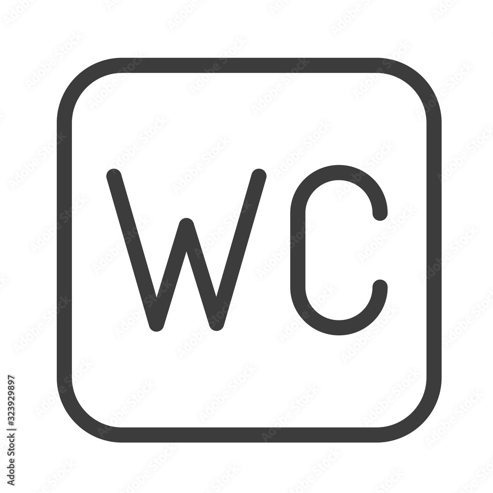 Poster wc black line icon. unisex restroom. public navigation. pictogram for web page, mobile app, promo. u