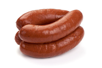 Beer sausages, isolated on white background