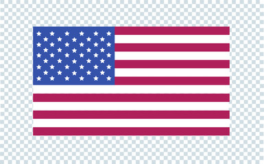 Usa flag in vector illustration. Isolated on transparent background.
