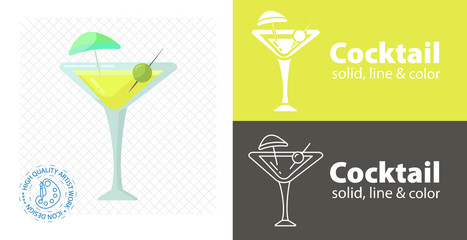 cocktail flat design. vector illustration.