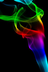 Colored smoke on black  background