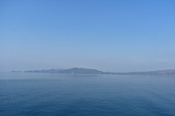 seascape with mountains and blue sky. aegean. Turkey