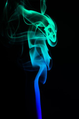 Colored smoke on black  background