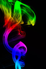 Colored smoke on black  background