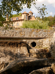 The landscape park in the village of Buky, Ukraine. Views of Suslov Manor.