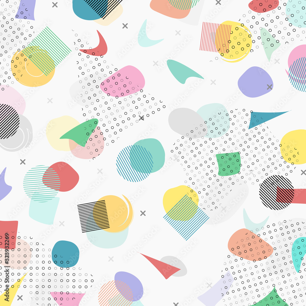 Poster abstract colorful memphis design with grunge geometrical pattern design background. illustration vec