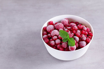 Frozen currants. Frozen berries in a bowl