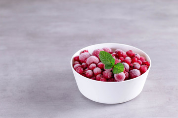 Frozen currants. Frozen berries in a bowl