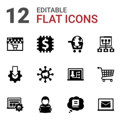 12 university filled icons set isolated on white background. Icons set with Distance Learning, Blended Learning, eLearning, Online tutorial, Global education, Online coaching icons.