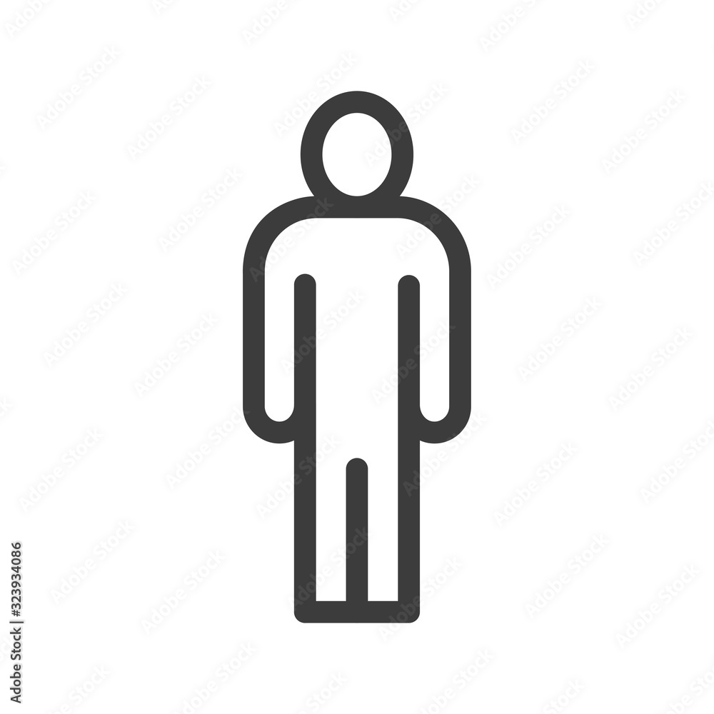 Poster wc black line icon. man bathroom door sign. public navigation. pictogram for web page, mobile app, p
